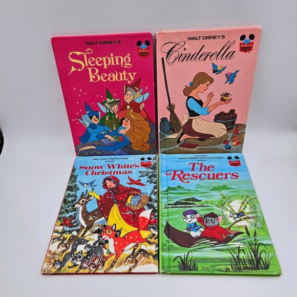 Disney Books Grolier Book Club Cinderella Sleeping Beauty Snow White The Rescuer - Picture 2 of 16